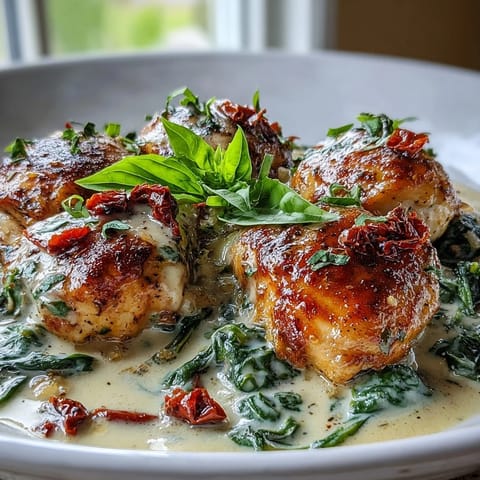 Sliced sun-dried tomatoes and fresh basil garnish this low-carb Italian-inspired main dish, served alongside zucchini noodles.