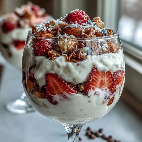 Create your own strawberry yogurt parfait with layers of fruit, granola, and honey at this festive Galentines brunch spread.  