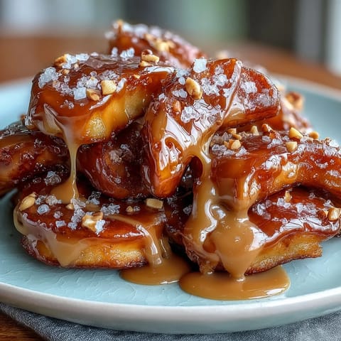 Sweet candy apple slices drizzled with creamy peanut butter and sprinkled with crunchy peanuts for a delightful fall treat.  