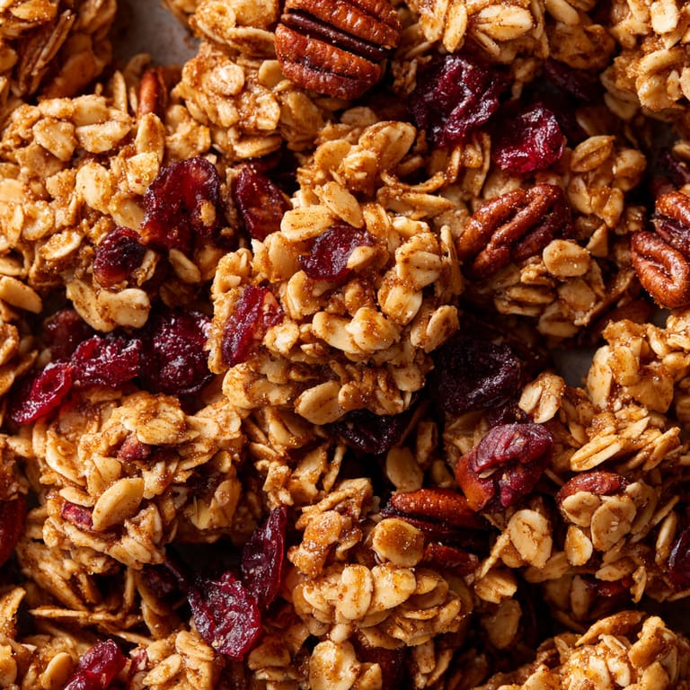 Pecan and maple granola clusters.