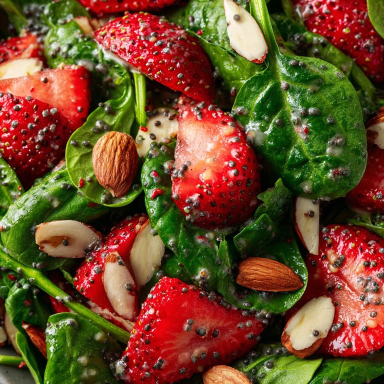 A salad with strawberries and spinach.