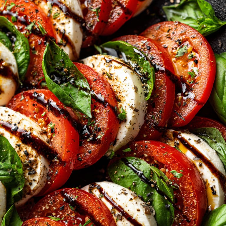 Caprese salad with balsamic glaze.