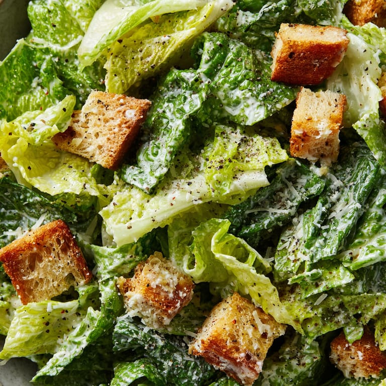 A salad with croutons and cheese.