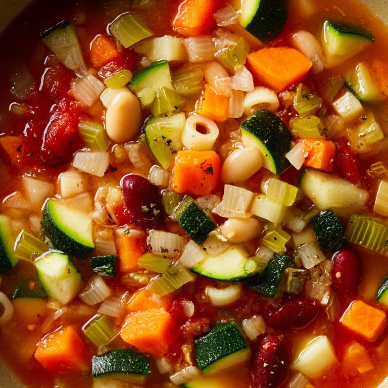 A bowl of soup with vegetables in it.