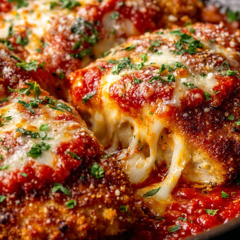 A close up of a Chicken Parmesan dish.