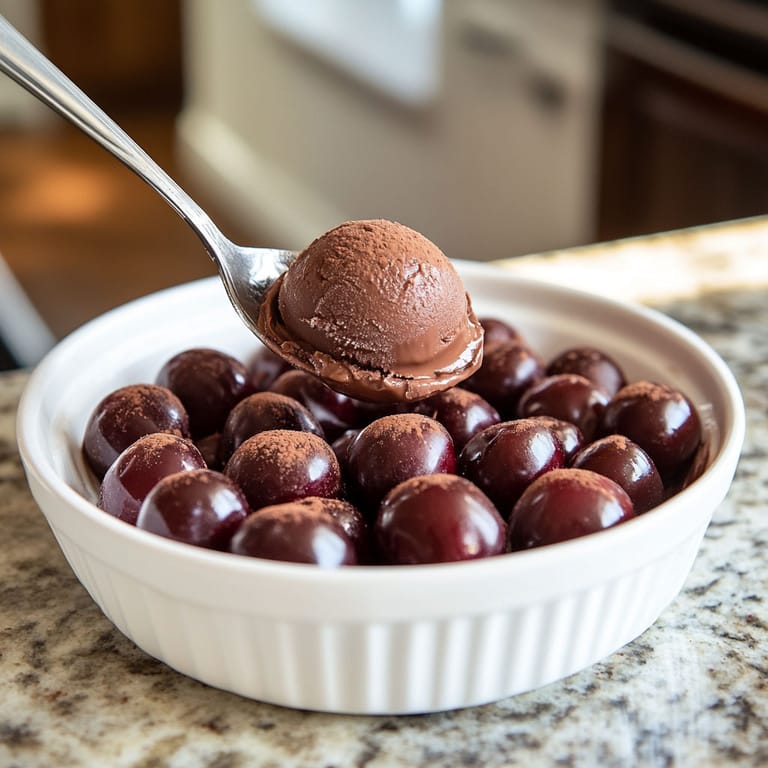 A bowl of cherry chocolate frozen bites.