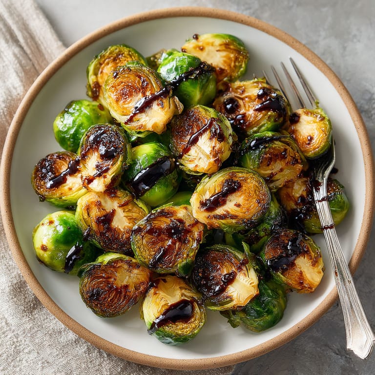 A plate of cooked brussel sprouts with a fork on the side.