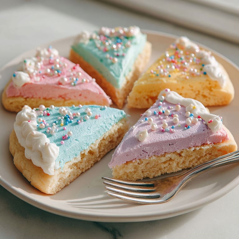 A plate of pastel colored sugar cookies.