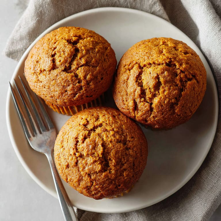 A plate with four muffins on it.