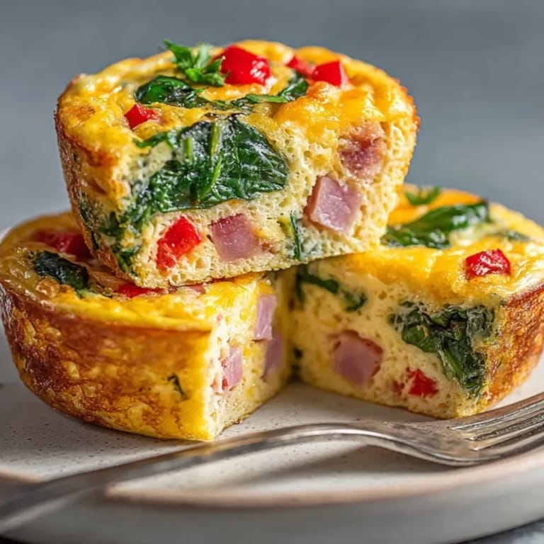 Fluffy Savory Breakfast Egg Muffins, speckled with herbs, ideal for meal prep.