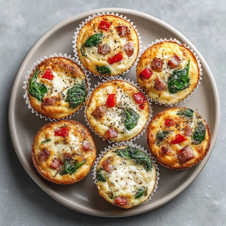 Mouthwatering Savory Breakfast Egg Muffins: cheesy, veggie-packed goodness for a quick bite.