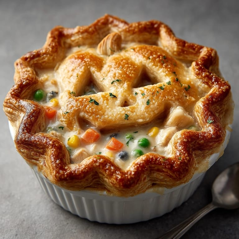 Close-up of a single slice of Jack-o'-Lantern Pot Pie, steam rising, ready to serve.