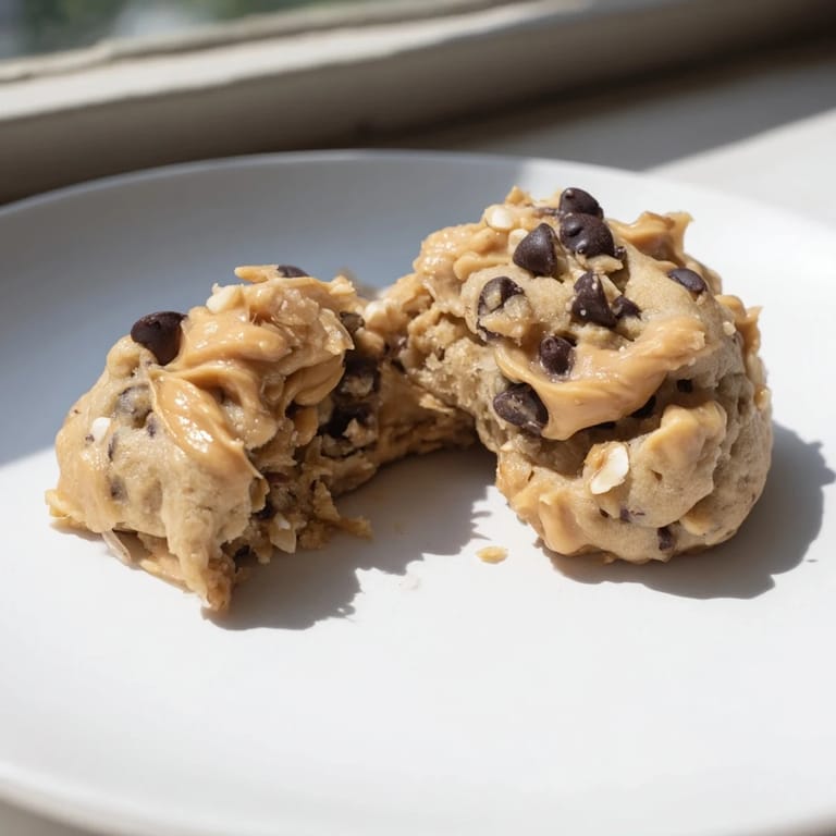 Warm Peanut Butter Banana Chip Cookies, oozing with chocolate, perfect for dessert lovers.