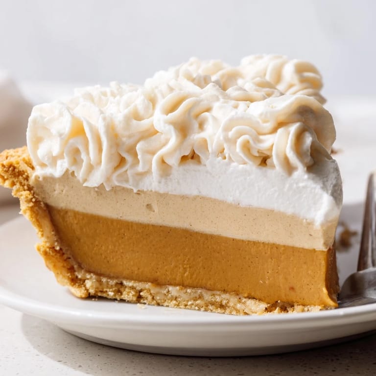 A beautifully presented butterscotch pumpkin cream pie, ideal for holiday dessert tables.