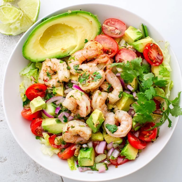 Succulent shrimp and creamy avocado in a light lime-infused salad.