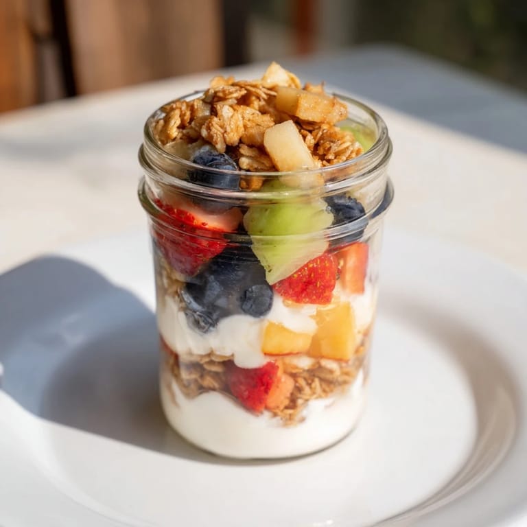 Enjoy this visually stunning Yogurt Parfait: creamy yogurt, bright fruit, and golden granola ready to eat.