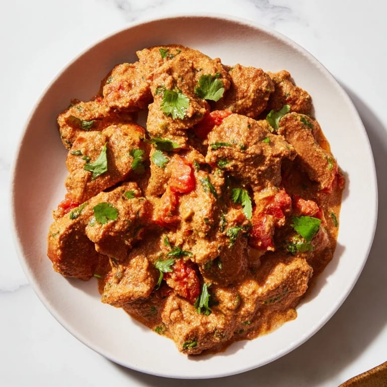 Delectable dairy-free Instant Pot Chicken Tikka Masala, garnished with fresh cilantro, ready to serve with rice.