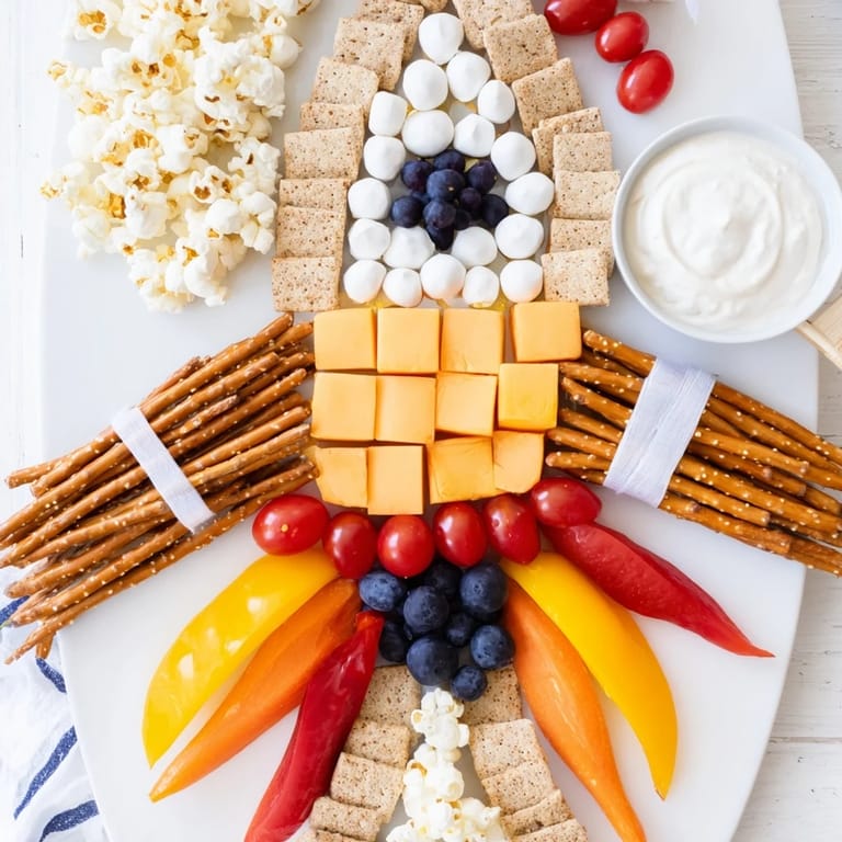 A delicious Blast Off Spaceship Snack Board featuring hummus, crackers, and fun rocket ship design.