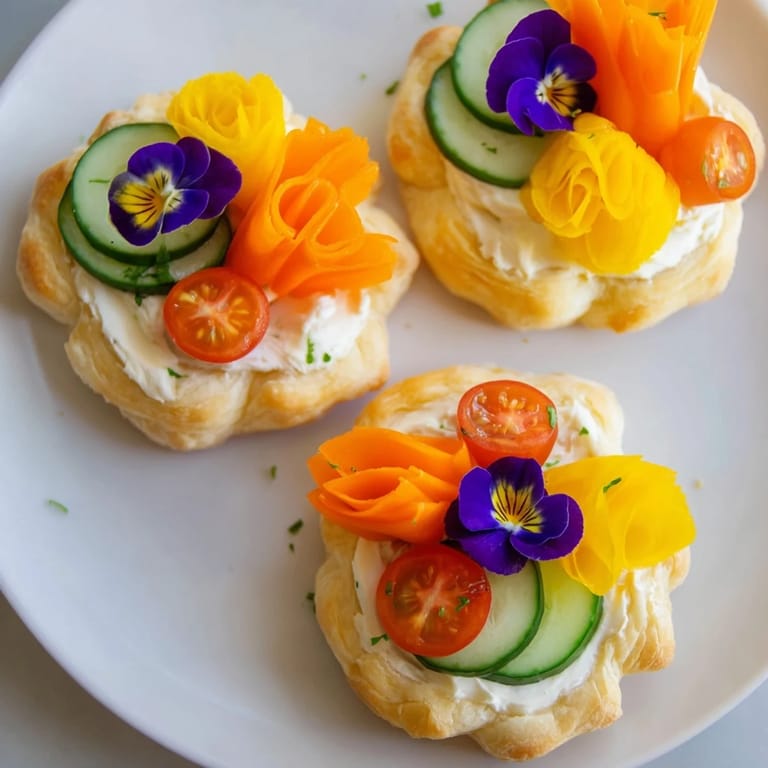 Close-up of baked Fairy Garden Flower Shaped Snacks, arranged on a serving platter, ready to eat!