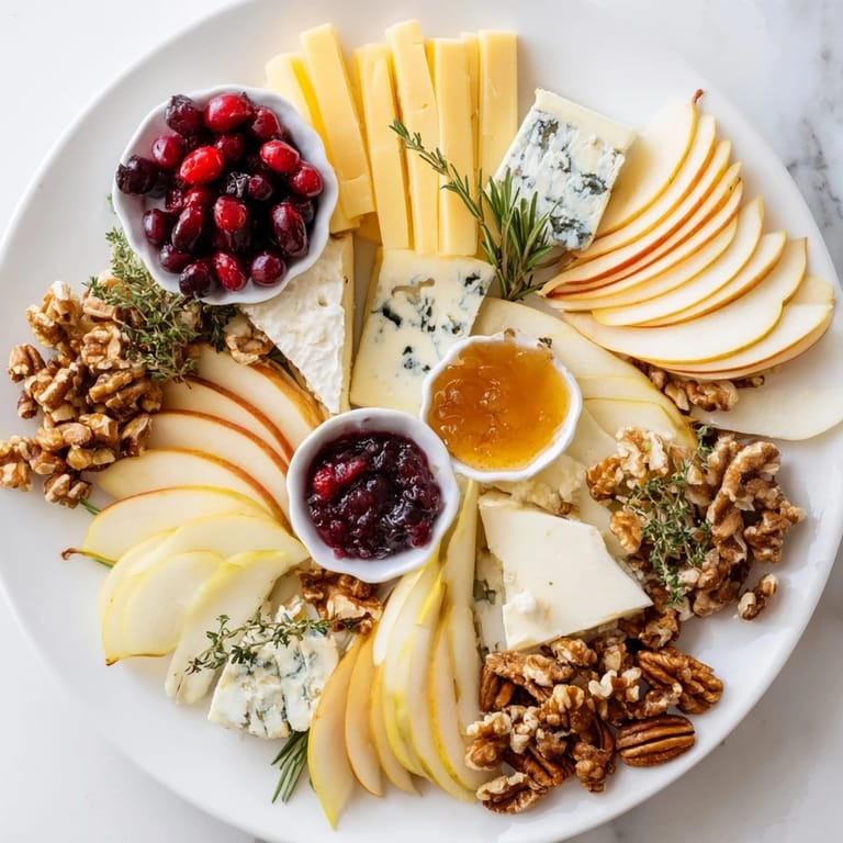 This Seasonal Platter features a Winter Cabin Cheese Display with grapes, nuts, and a rustic sourdough baguette, ready to enjoy.