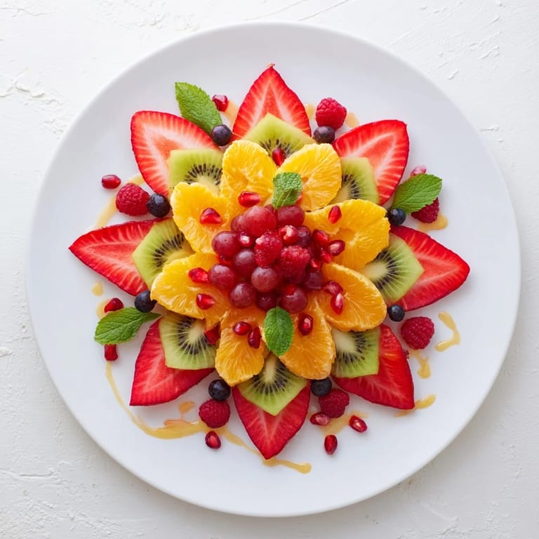 Beautifully arranged, this Festive Poinsettia Fruit Bowl showcases fresh fruit, perfect for a holiday gathering.