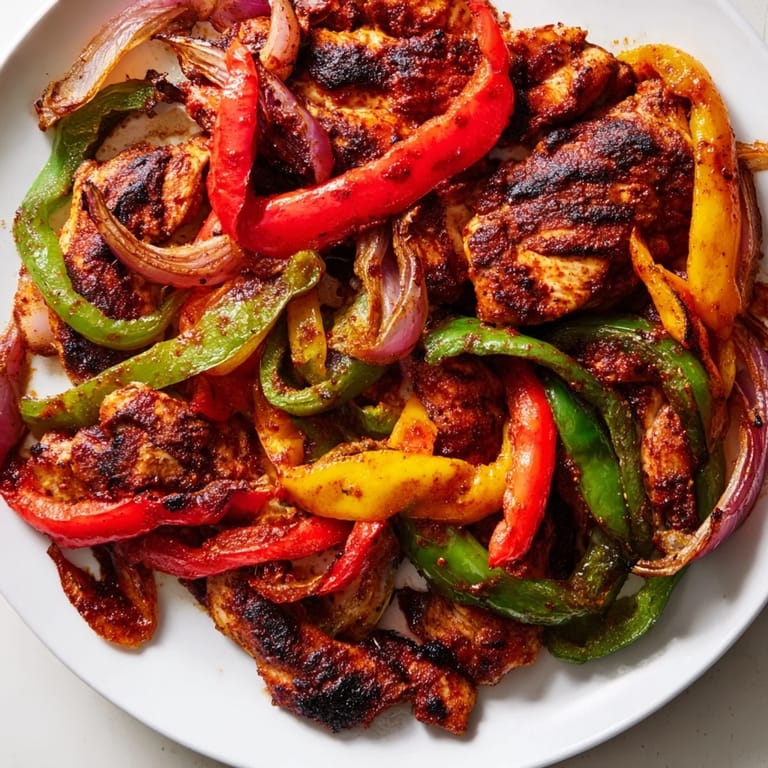 Flavorful Chicken Fajita Sheet Pan, featuring tender chicken strips and colorful roasted vegetables, ready to eat.