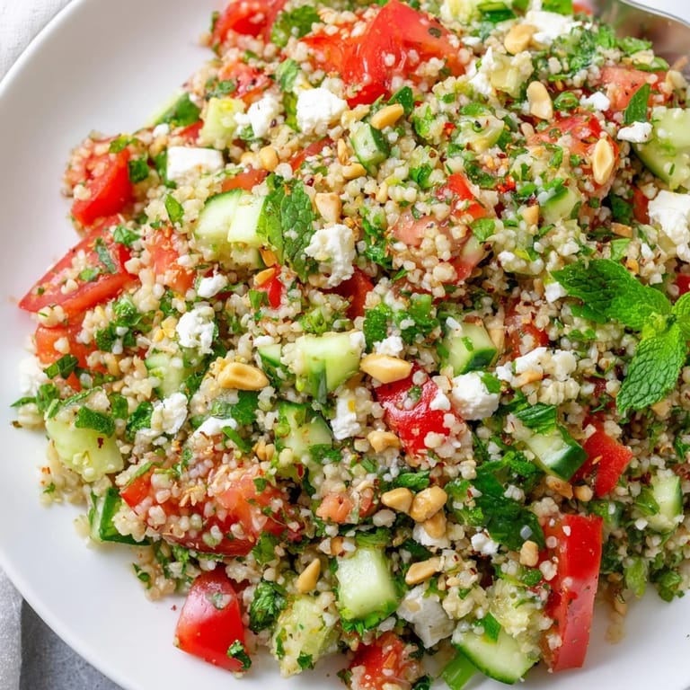 Enjoy a refreshing vegetarian Tabbouleh Grain Bowl, a healthy salad with bulgur and a zesty flavor profile.