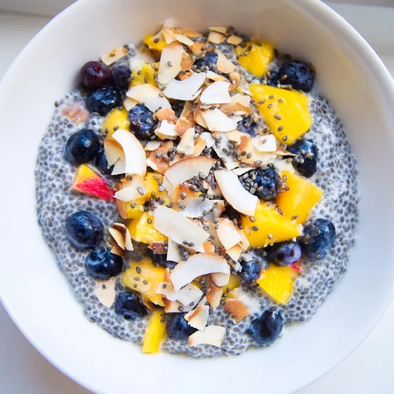 Enjoy a spoonful of refreshing chia seed pudding, a vegan and gluten-free snack option.