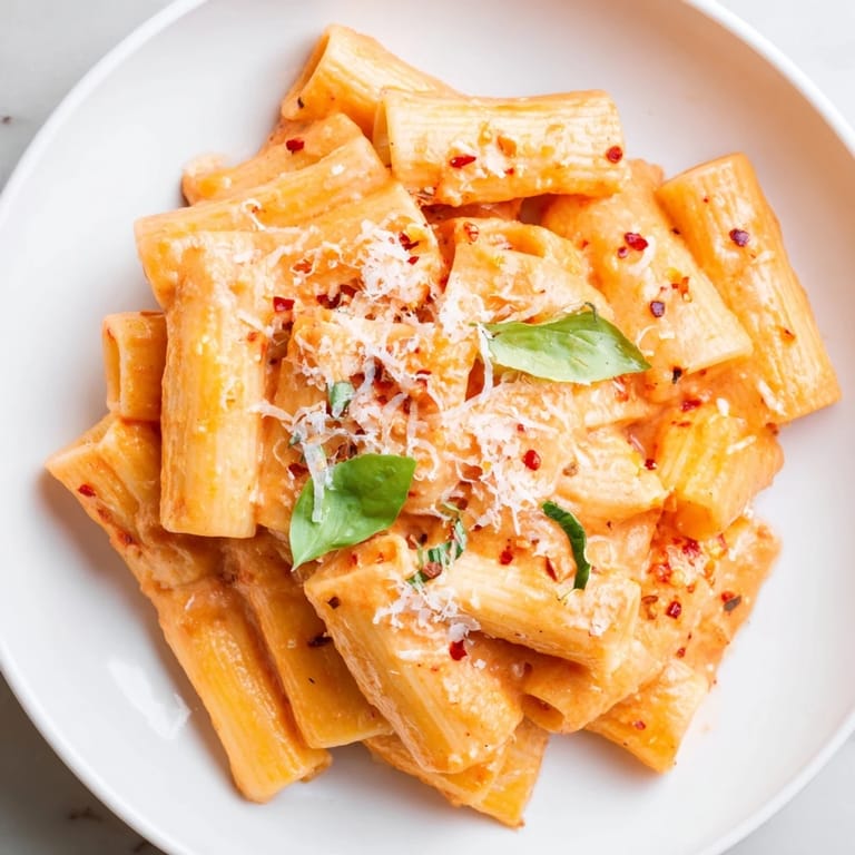 A steaming bowl of Spicy Rigatoni Pasta: the comforting Italian dish, ready to savor and enjoy.