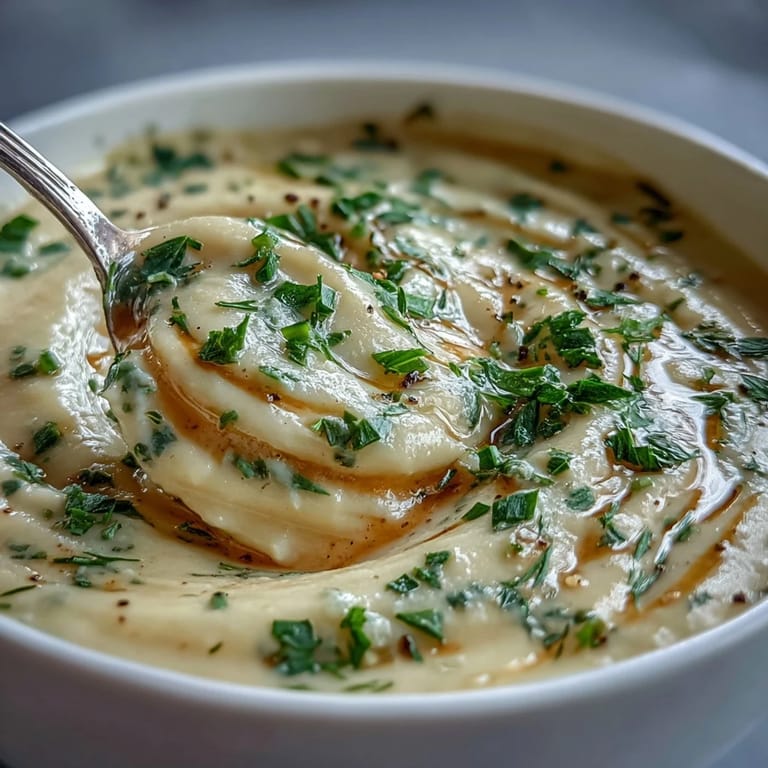 Savory Parsnip and Herb Soup vibrant with fresh chives, parsley, and dill.