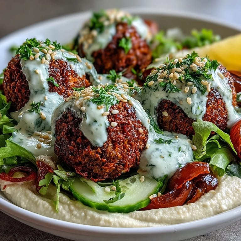 Flavorful falafel bowl, perfect for a quick lunch with Mediterranean flair.