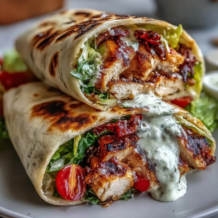 Freshly grated Parmesan tops warm Garlic Naan Grilled Chicken Caesar Wraps on a serving platter.