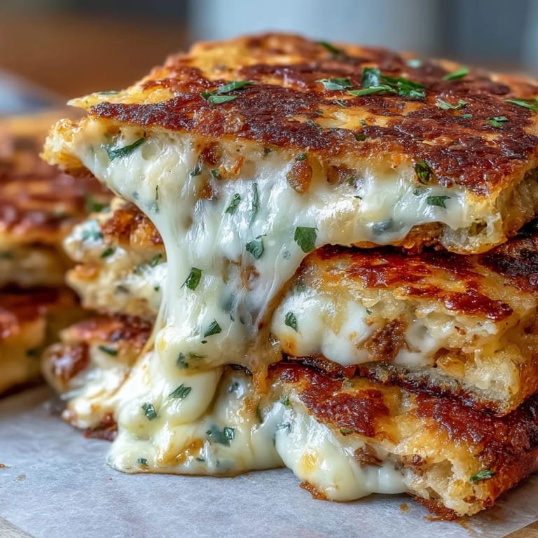 Warm fusion naan grilled cheese melted mozzarella inside, golden crust, and fresh parsley garnish, served beside tomato soup.
