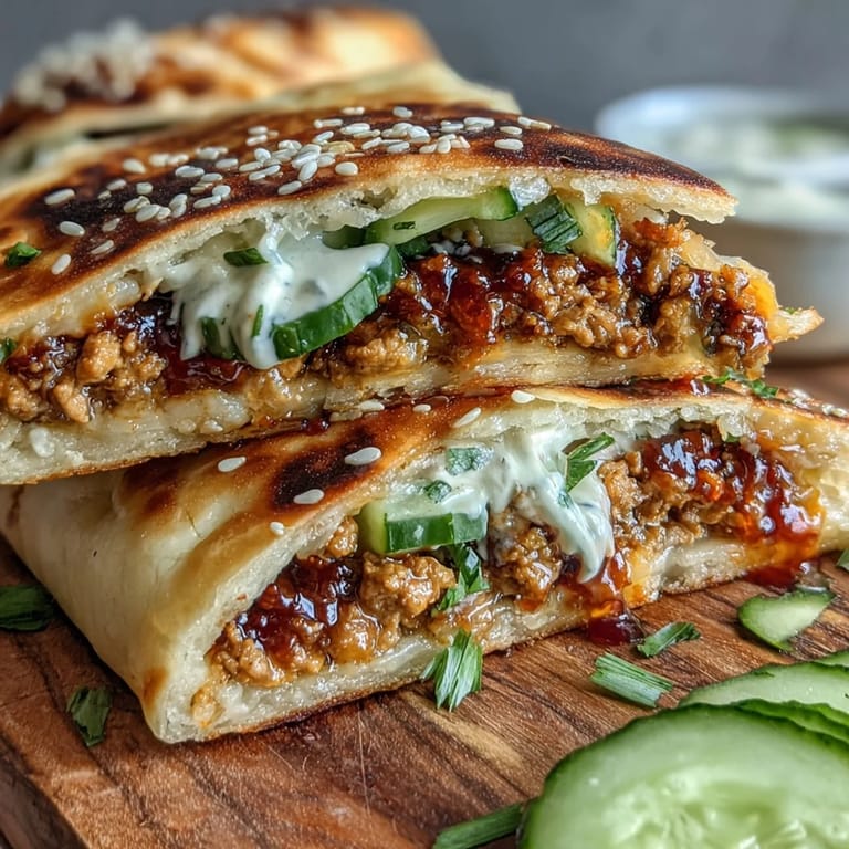 Served warm, this quick fusion meal offers a perfect handheld dinner option.