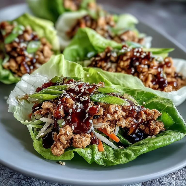 A handheld potsticker noodle lettuce cups dinner with turkey and veggies, ready with chili garlic sauce on the side.