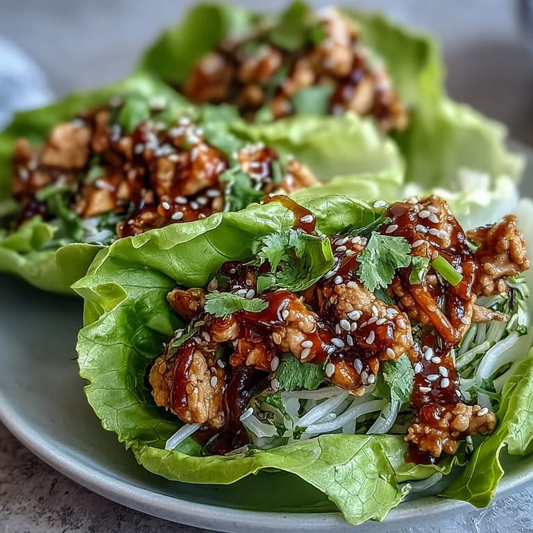 Low-carb Potsticker Noodle Lettuce Cups plated with colorful carrots and cabbage, highlighting a quick Asian-inspired meal.