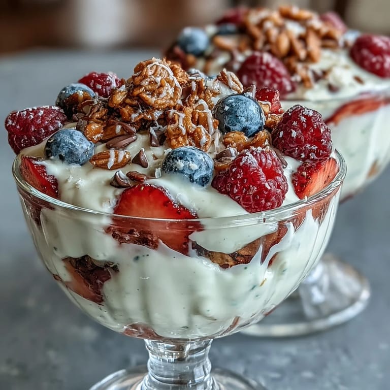 A vibrant yogurt parfait bar featuring fresh berries, toasted almonds, and shredded coconut for a customizable Galentines brunch treat.