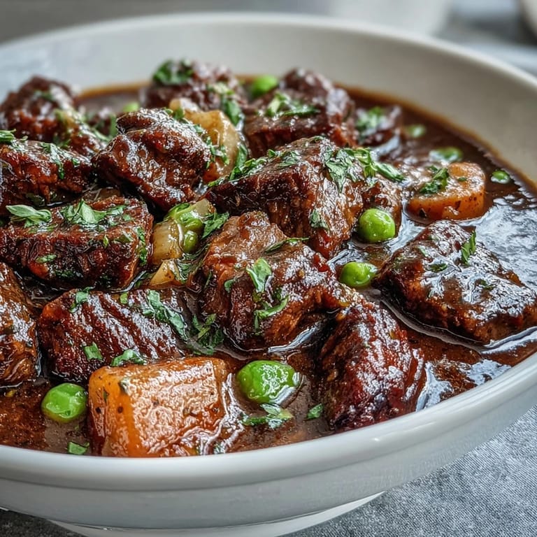 Comforting lightened Irish stew with savory beef, carrots, and celery, topped with buttery cauliflower puree for a healthy twist.  