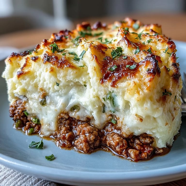 Rich, hearty shepherds pie crowned with light, fluffy cauliflower mash for a satisfying and healthier comfort food dinner.