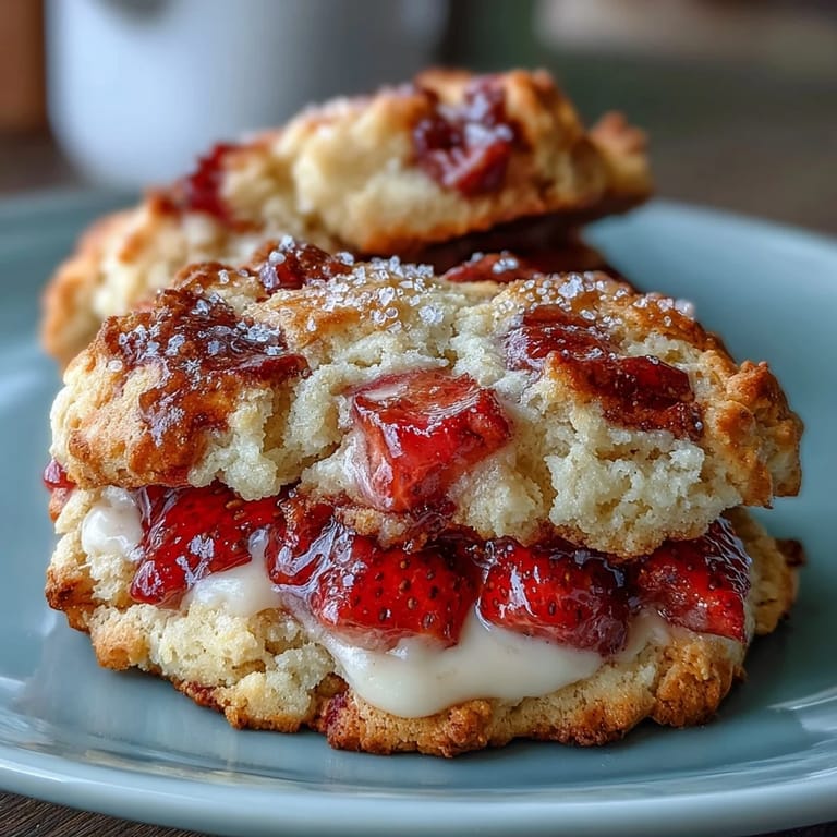 3. Tender cookies bursting with fresh strawberries and cottage cheese, capturing the classic flavor of strawberry shortcake.