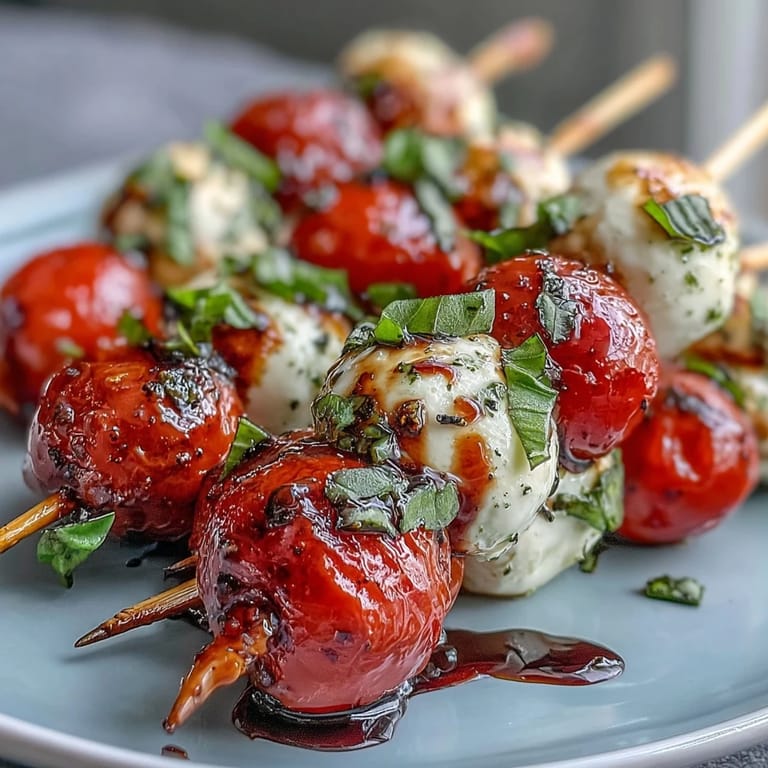 Elegant bridal shower appetizer featuring colorful Caprese skewers, perfect for festive gatherings and special celebrations.
