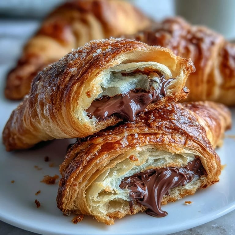Elegant chocolate-filled sourdough croissants with a buttery, tangy flavor and a perfectly flaky, golden-brown crust.