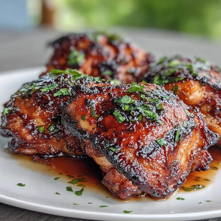 Sticky and savory Honey Garlic Grilled Chicken Thighs, marinated in a sweet soy-garlic blend and charred to perfection, perfect for backyard barbecues.