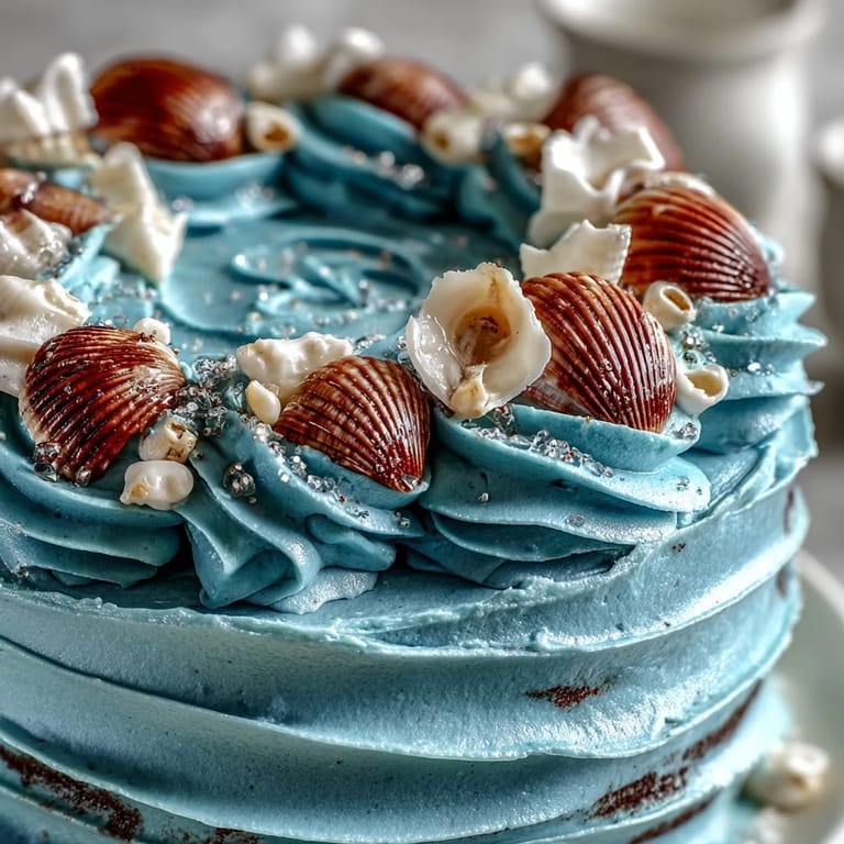 Seaside Cancer Zodiac Cake with delightful edible shells, perfect for a special celebration.