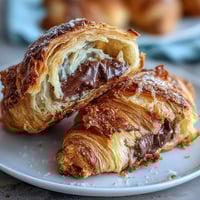 Flaky sourdough croissants filled with rich dark chocolate, golden and crisp on the outside, tender and layered within.